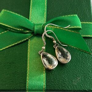 Elegant Vintage Sterling Silver and Crystal Teardrop Earrings